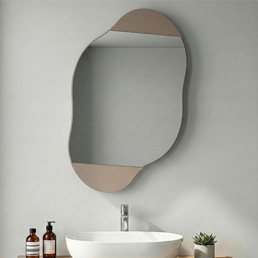 Fürdőszobai szekrény tükörrel, világos mokka