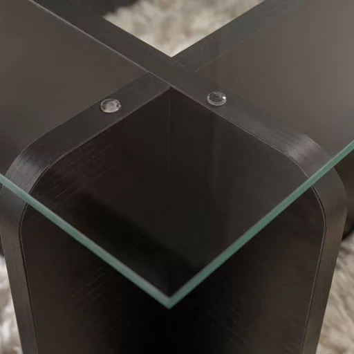 Dohányzóasztal edzett üveglappal 105x30x65cm, fekete