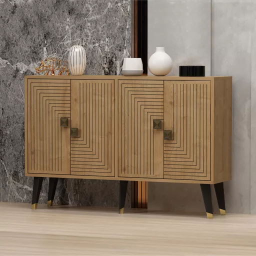 Tárolószekrény 120x80x30cm tölgy-arany