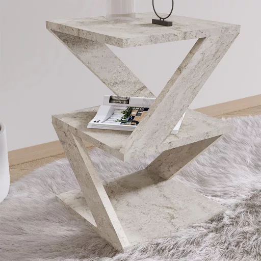 Dekor kisasztal, 54,2x29,6x29,6cm, márvány hatással
