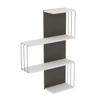 Falipolc 96x64x19cm, fehér-antracit