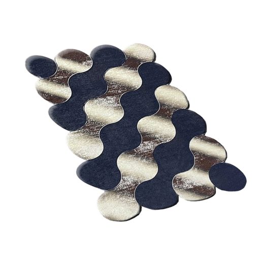 Kavics mintás fürdőszoba szőnyeg szett, kék-arany