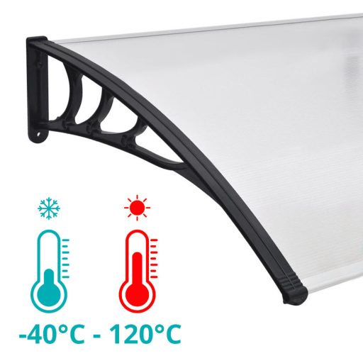 Műanyag előtető több méretben és színben-240x90 cm-fekete