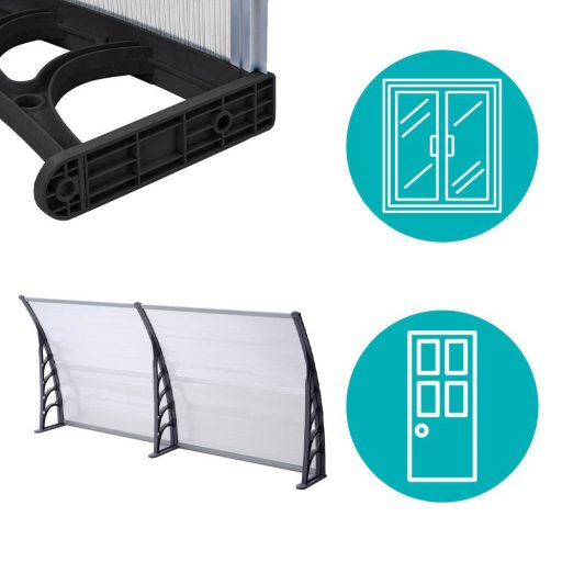 Műanyag előtető több méretben és színben-240x90 cm-fekete