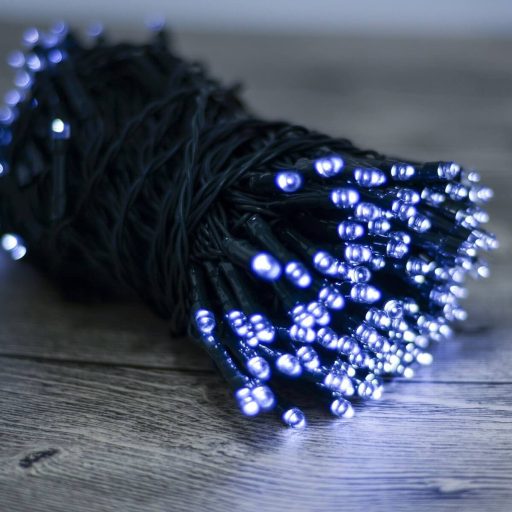 100 LED-es napelemes kerti fényfüzér-10 méteres-hideg fehér