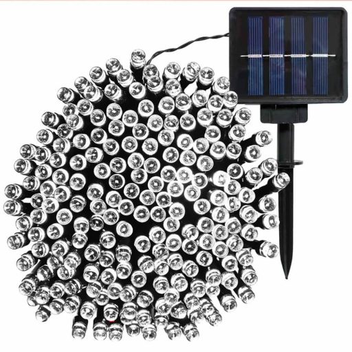 100 LED-es napelemes kerti fényfüzér-10 méteres-hideg fehér