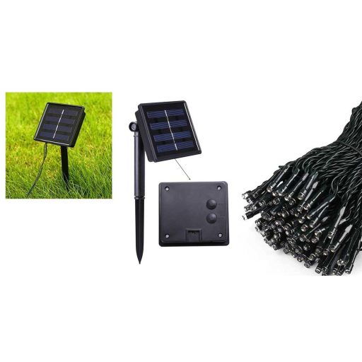 100 LED-es napelemes kerti fényfüzér-10 méteres-meleg fehér