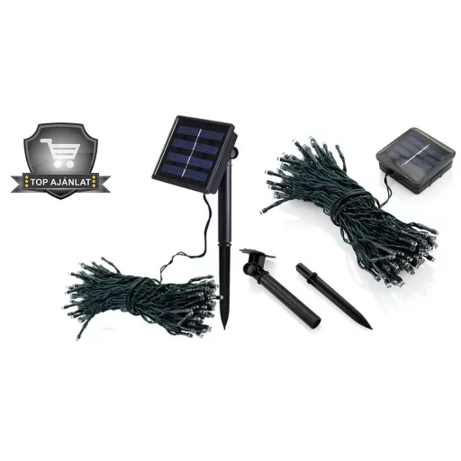 100 LED-es napelemes kerti fényfüzér