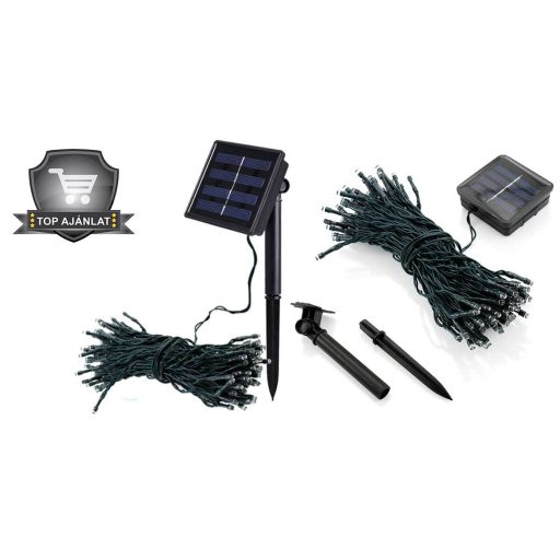 100 LED-es napelemes kerti fényfüzér