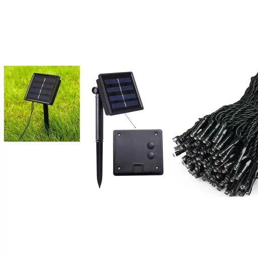 100 LED-es napelemes kerti fényfüzér