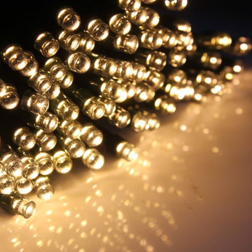 100 LED-es napelemes kerti fényfüzér-20 méteres-meleg fehér