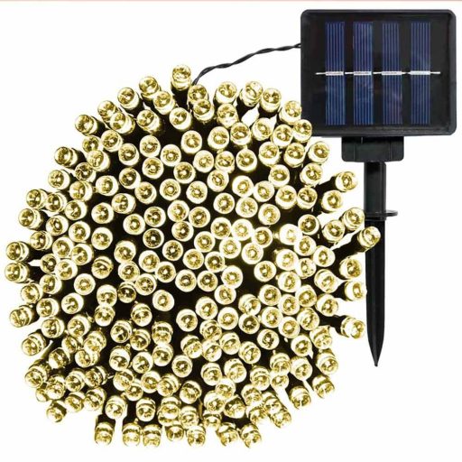 100 LED-es napelemes kerti fényfüzér-20 méteres-meleg fehér