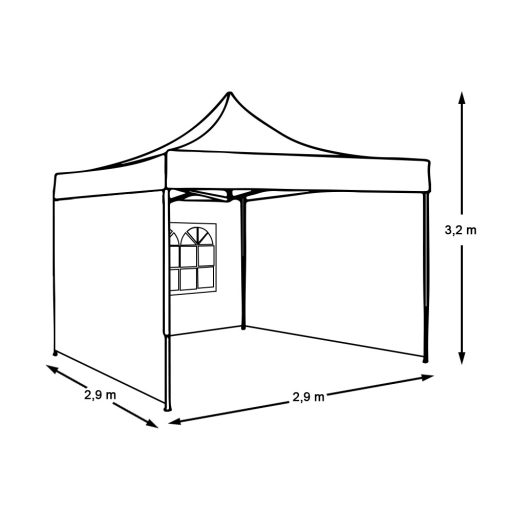 Összecsukható kerti pavilon több típusban-2,9x2,9 méteres-kék-pavilon+oldalfal