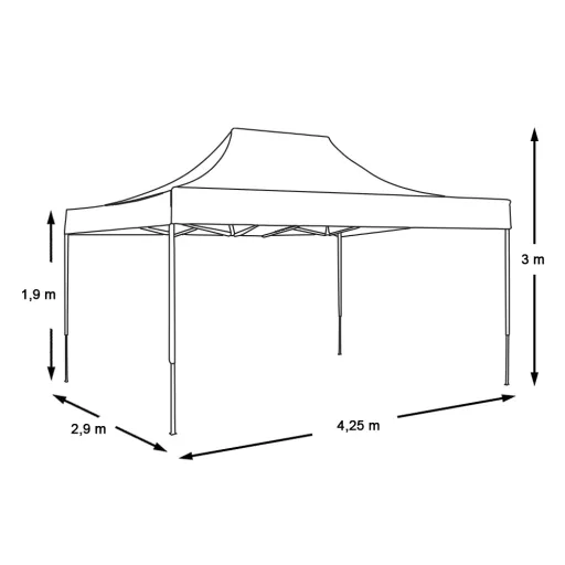 Összecsukható kerti pavilon több típusban-2,9x4,25 méteres-piros-pavilon+hordtáska
