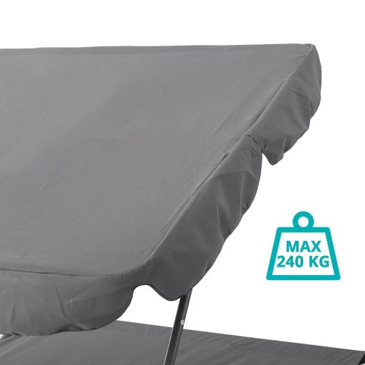 Kétszemélyes napozóágy árnyékolóval-szürke