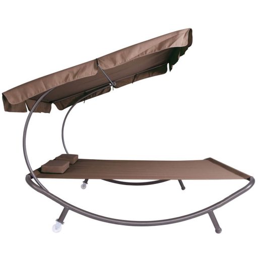 Kétszemélyes napozóágy árnyékolóval-sötét barna