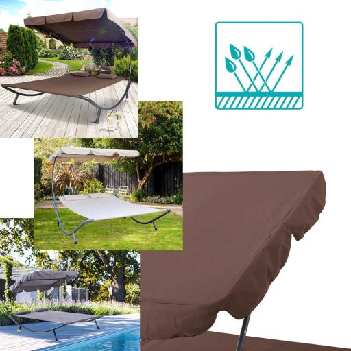 Kétszemélyes napozóágy árnyékolóval-sötét barna