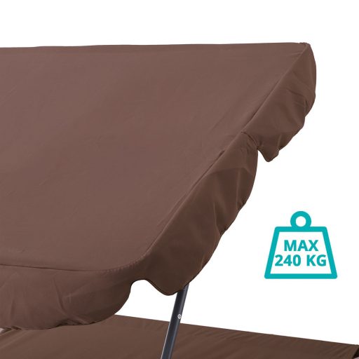 Kétszemélyes napozóágy árnyékolóval-sötét barna