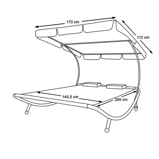 Kétszemélyes napozóágy árnyékolóval-sötét barna