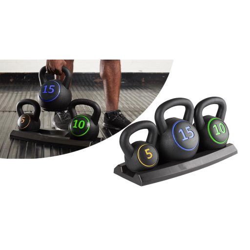 3 db-os kettlebell szett - 2.3/4.5/6.7 kg (5/10/15 lbs)