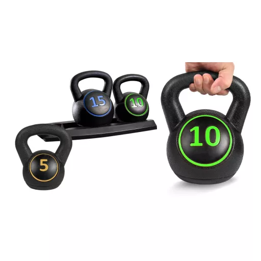 3 db-os kettlebell szett - 2.3/4.5/6.7 kg (5/10/15 lbs)