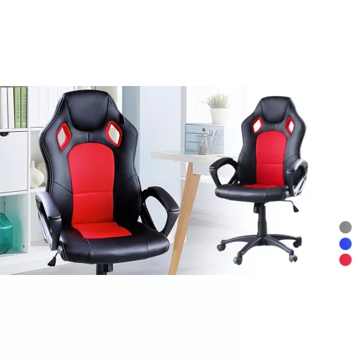 Gamer szék több színben - basic-színes háttámla, piros