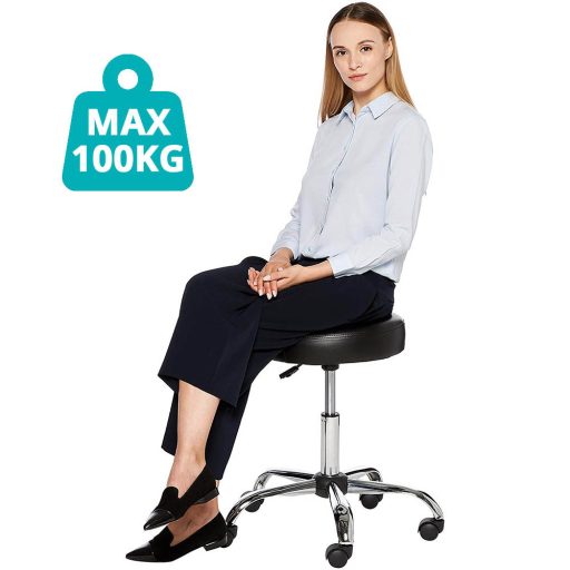 Gurulós kozmetikai szék állítható magassággal-fekete