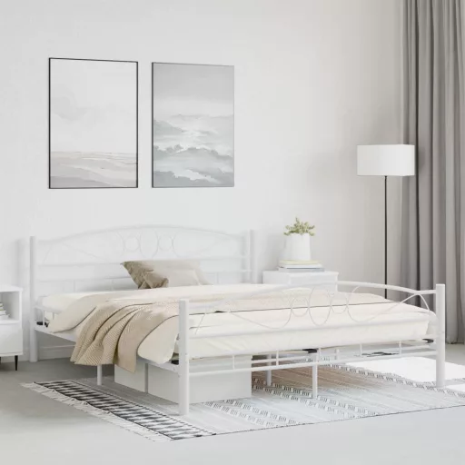 Mimi fém ágykeret ajándék ágyráccsal több méretben és színben-Fehér 160x200cm