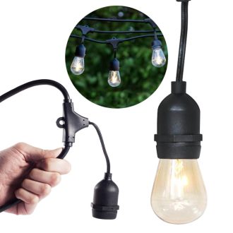   Vízálló dekor égősor, 15 db E27 LED lámpával, 14,6 m, melegfehér