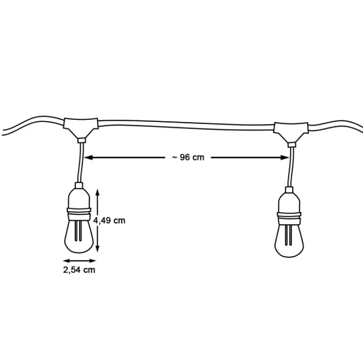 Vízálló dekor égősor, 15 db E27 LED lámpával, 14,6 m, melegfehér