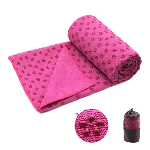 Csúszásgátlós jógatörölköző ajándék táskával-pink