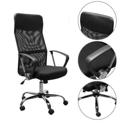 Ergonomikus irodai szék magasított háttámlával - fekete