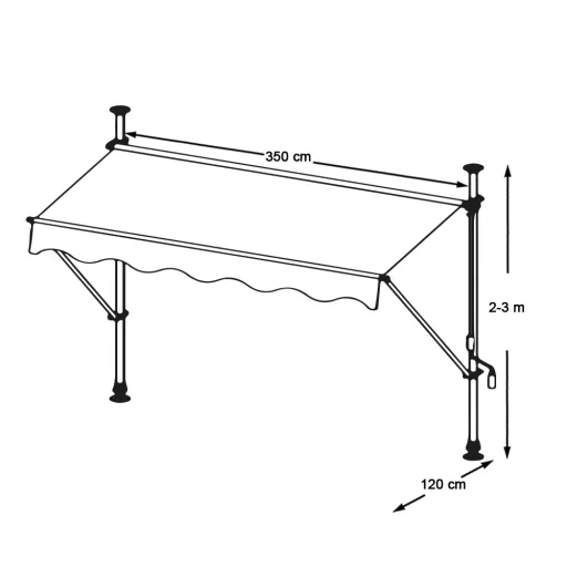 Feltekerhető napellenző, szürke, 350x120 cm