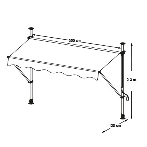 Feltekerhető napellenző, szürke, 350x120 cm