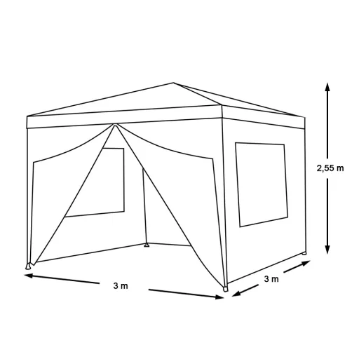 Party sátor fehér színben, 3 méretben-3x3 méteres