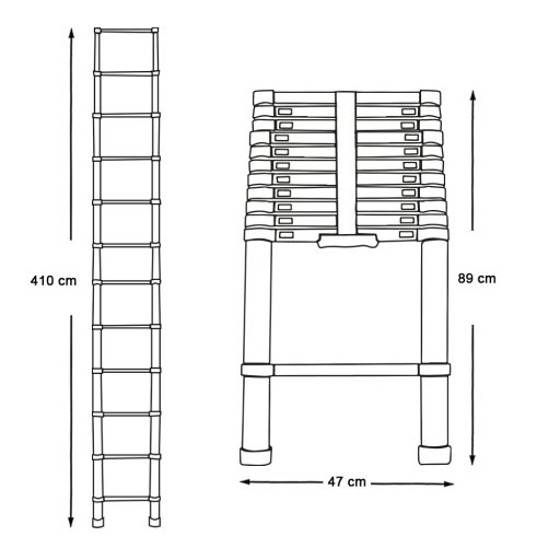 Teleszkópos alumínium létra 3 méretben-4,1 méteres