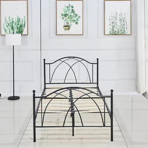 Lotti fém ágykeret ajándék ágyráccsal, több méretben és színben-Fekete 90x200 cm