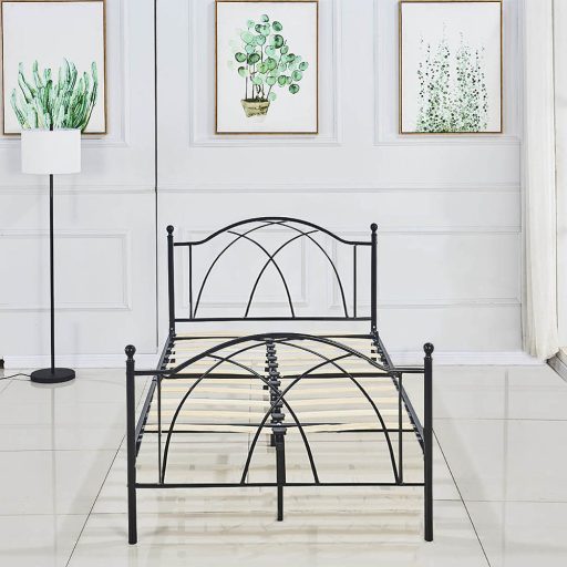 Lotti fém ágykeret ajándék ágyráccsal, több méretben és színben-Fekete 90x200 cm