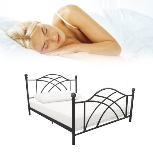Lotti fém ágykeret ajándék ágyráccsal, több méretben és színben-Fekete 90x200 cm