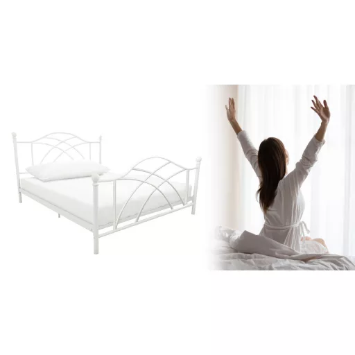 Lotti fém ágykeret ajándék ágyráccsal, több méretben és színben-Fehér 90x200 cm
