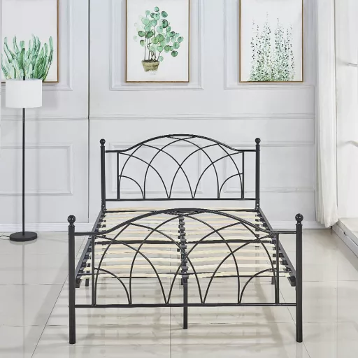 Lotti fém ágykeret ajándék ágyráccsal, több méretben és színben-Fekete 160x200 cm