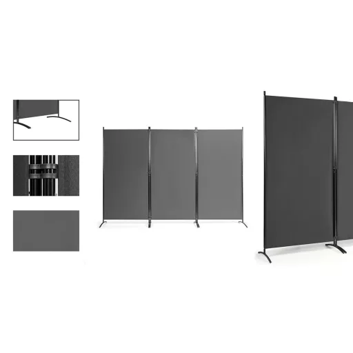 Mobil térelválasztó 260x180cm, szürke