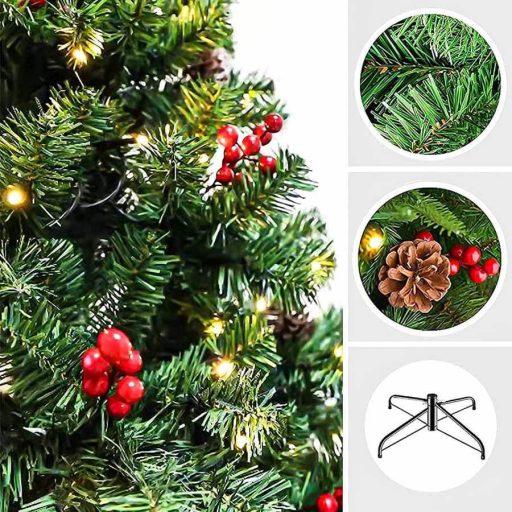 LED-es műfenyő több típusban, melegfehér-100 LED-es, 120 cm