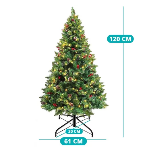 LED-es műfenyő több típusban, melegfehér-100 LED-es, 120 cm