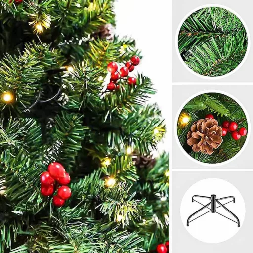 LED-es műfenyő több típusban, melegfehér-180 LED-es, 150 cm