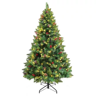   LED-es műfenyő több típusban, melegfehér-260 LED-es, 180 cm