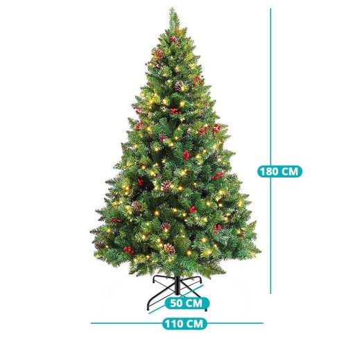 LED-es műfenyő több típusban, melegfehér-260 LED-es, 180 cm