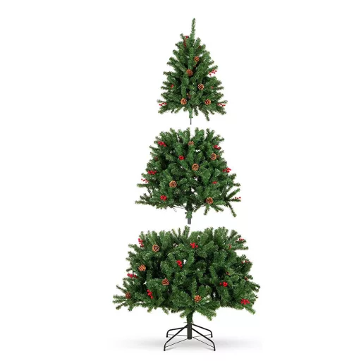LED-es műfenyő több típusban, melegfehér-320 LED-es, 210 cm