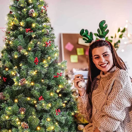LED-es műfenyő több típusban, melegfehér-320 LED-es, 210 cm