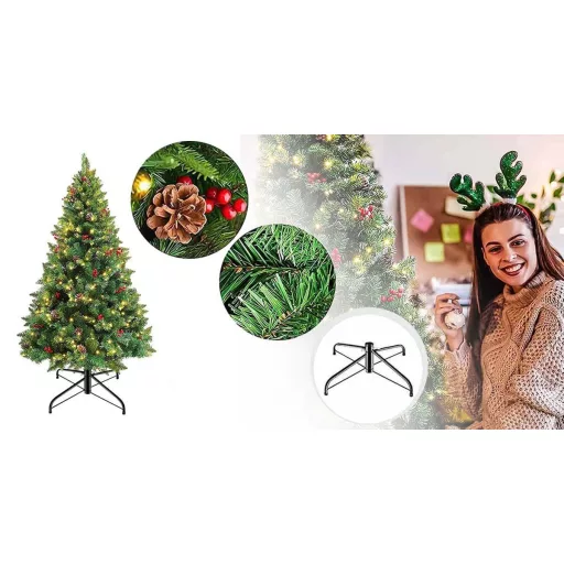 LED-es műfenyő több típusban, melegfehér-320 LED-es, 210 cm